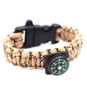 Bracelet Paracorde <br> avec Boussole – Beige