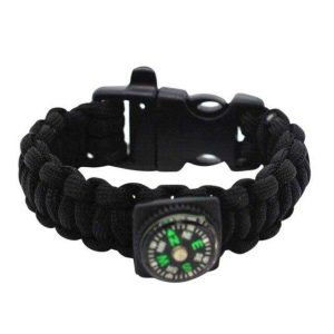 Bracelet Paracorde <br> avec Boussole – Noir