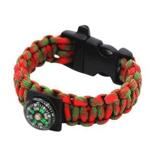 Bracelet Paracorde <br> avec Boussole – Rouge