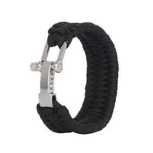 Bracelet Paracorde<br>  avec Manille – Noir