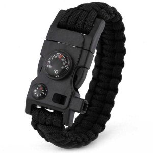 Bracelet Paracorde <br> de Survie – Noir